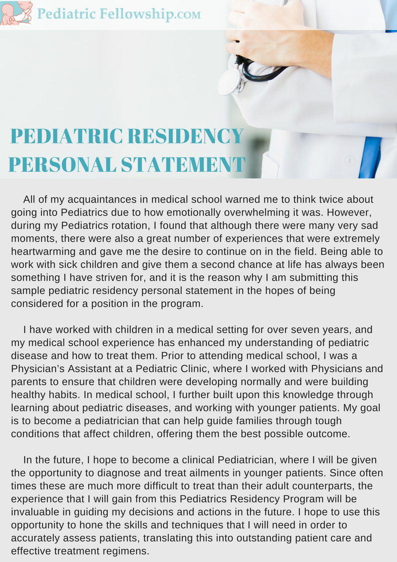 eras personal statement examples pediatrics